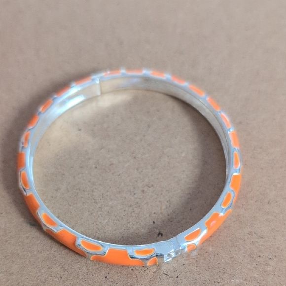 Sequin Orange and Silver Bangle Bracelet - Picture 1 of 7